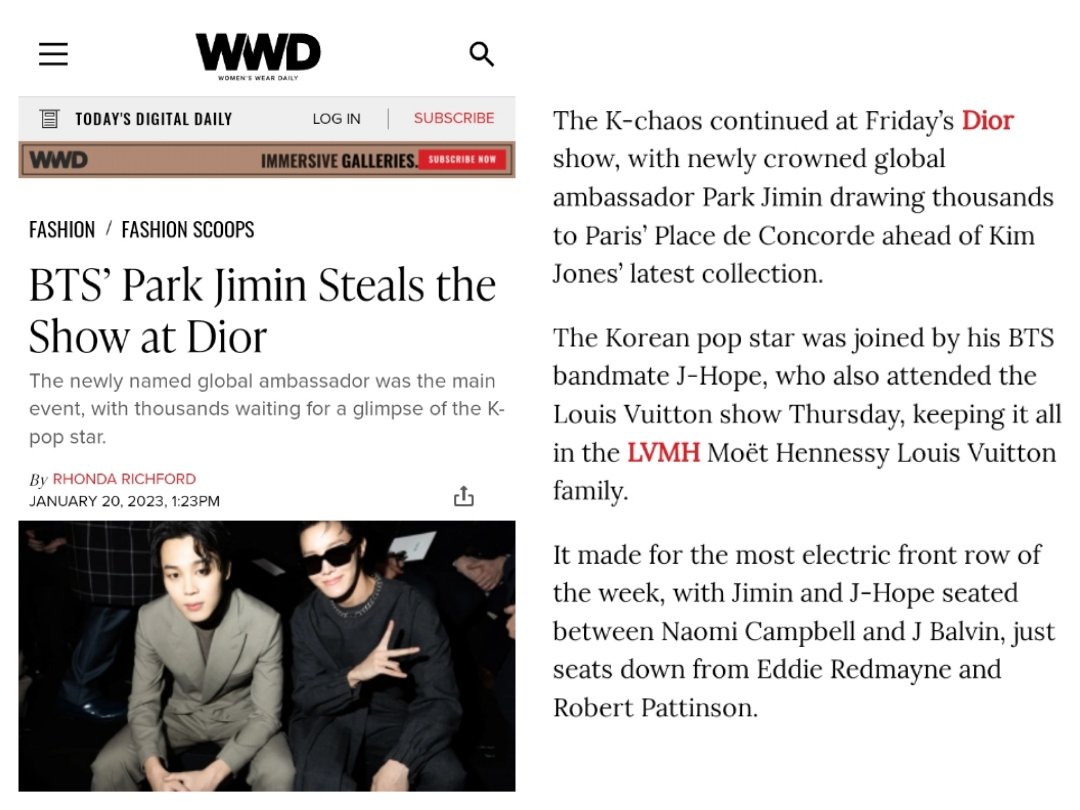 BTS' Park Jimin Steals the Show at Dior – WWD