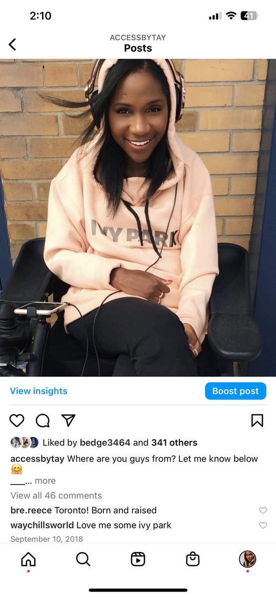 AccessByTay's tweet photo. Manifesting being in an @WeAreIvyPark commercial this year 🙏🏾 the photo on the left is me rocking my ivy park since 2018, my collection is extensive lol and the right is me showing the attitude and sass I can bring to a shoot! Let’s bring some black girl wheelchair magic to set! https://t.co/FZ2RJvwnKH