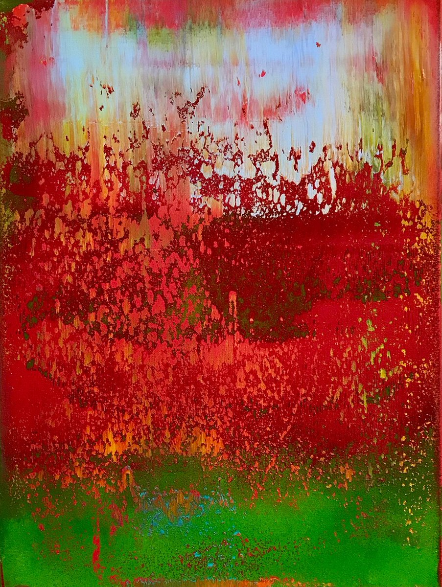 Richardianheys's tweet photo. This bright piece is Stolen Time 67. It's an acrylic on canvas, 61 x 46 cm &amp; custom-framed in white. Available directly from the studio here in Sussex, UK - enjoy! #loveabstract #redpainting #vibrantpainting #richardheys #artinsussex #contemporaryinteriors #colouraddict #color https://t.co/U5N2SqdYic