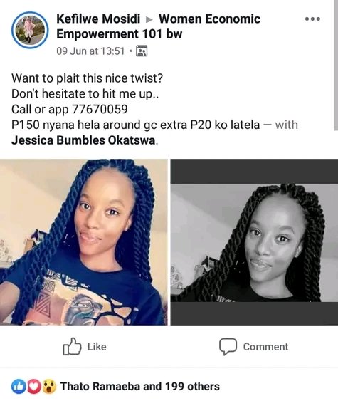 PearlMosidi's tweet photo. @therealTsamma Price is P200 now https://t.co/2JEyj0Vxwo