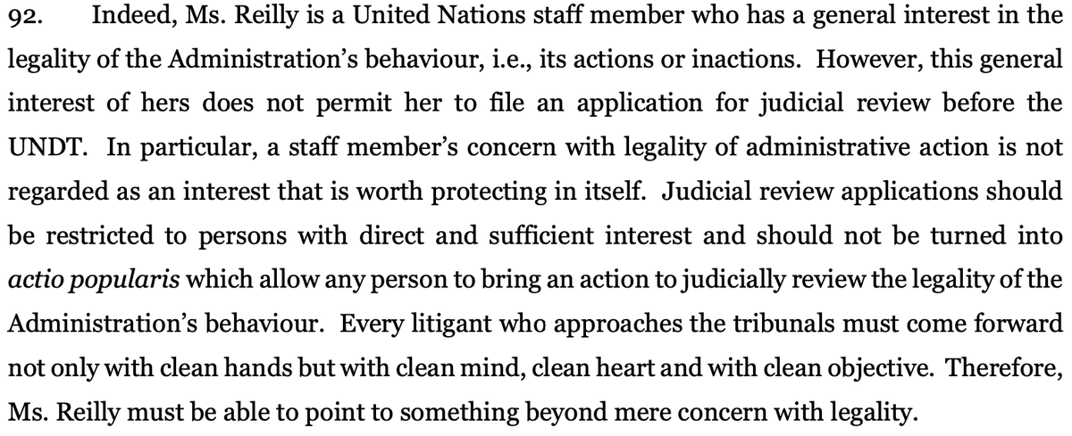 EmmaReillyTweet's tweet photo. How far removed from reality are @UN Tribunals?
Well, read how they dismiss my concern that @UNHumanRights is complicit in genocide.

The victims can't sue @UN. Only @UN employees can even try. So its own courts say @UN can break international law with absolute impunity.

@USUN https://t.co/0b1i6g19hR