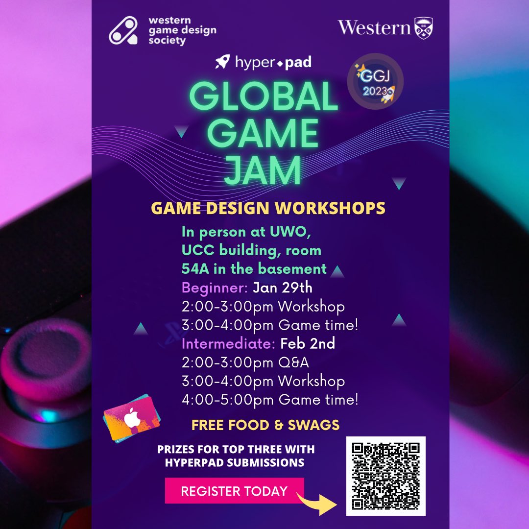 hyperPadApp's tweet photo. HyperPad will be hosting workshops at @WesternU with the Game Design Society club πΎ register here to join us here https://t.co/Tg6PXPfAtW #aspiringdev #artist #western #student #university #londonontario #learn #gamedevelopment #game #games #iPad #ipadpro https://t.co/ShmRzyBXon