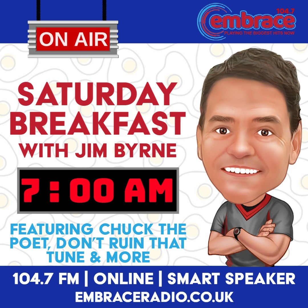 It's time to set your alarm for tomorrow morning to wake up in time for 'Don't Ruin That Tune' with Jim Byrne
📻 104.7FM in Northamptonshire
🖥️ Listen Online @ embraceradio.co.uk
👂 "Play Embrace Radio"