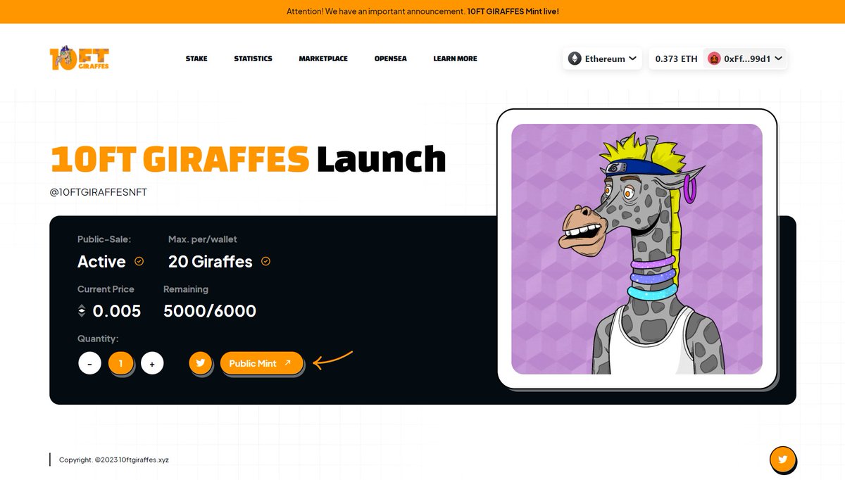 L on Twitter "RT 10FTGIRAFFESNFT 85 minted! 🔥🚀 To celebrate, we're