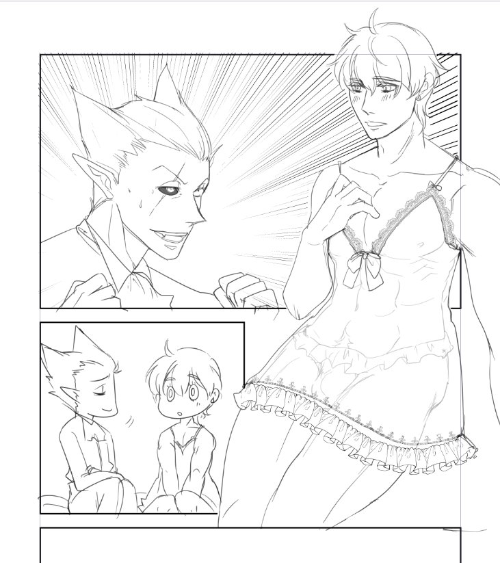 間に合うか間に合わないかわからないけど二茶にこんな漫画を出したいので誰か応援してください 攻にベビードールを着せて喜ぶ受がキャン言わせられるアホなエロ漫画です ロナドラです なんだこれ 12時には無理ぽよなので夜には間に合わせたいですね 