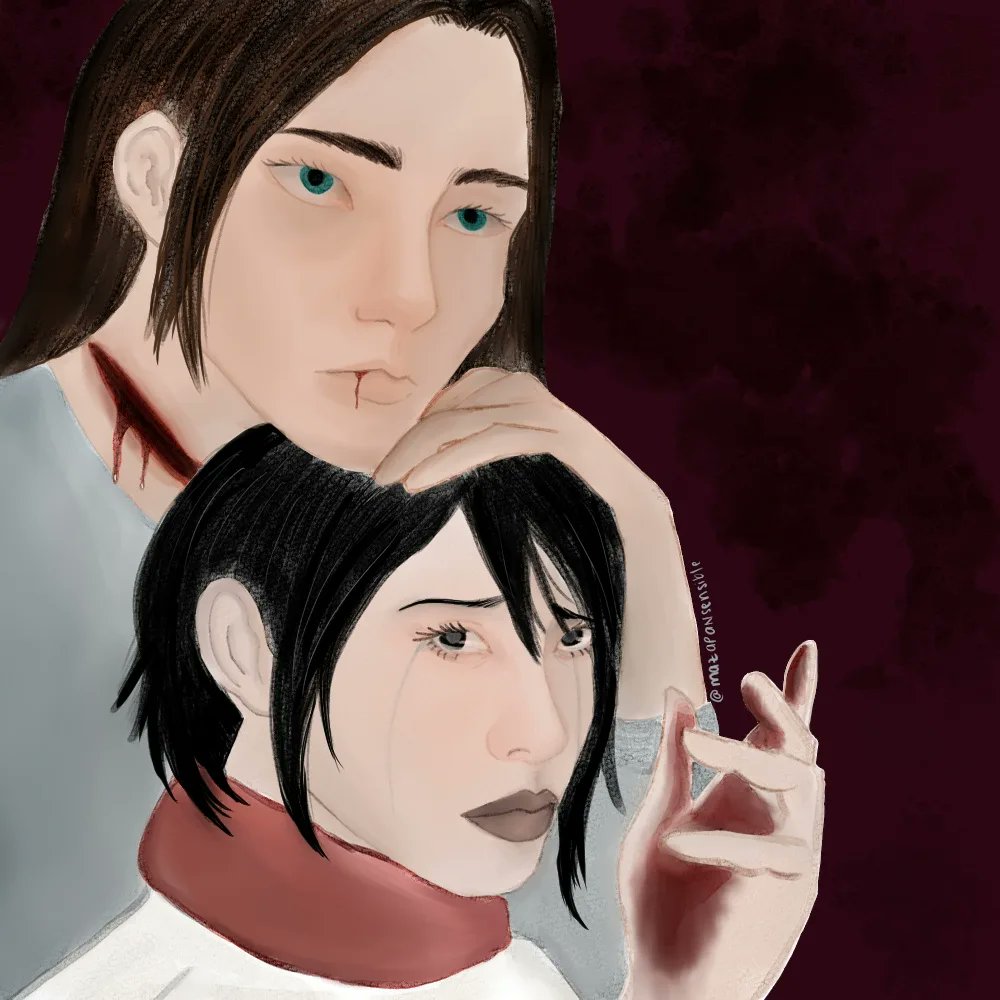 mazapansensible's tweet photo. SPOILER #SNK! 
What  a heavy burden to carry on the conscience, to kill your loved one #aot #shingeki #エレミカ #eremika #ErenJaeger #MikasaAckerman #AttackOnTitan #進撃の巨人 #anime #ShingekiNoKyojin #leviackerman #mikasa #otaku #ackerman  #aotfanart #digitalart #fanart #art https://t.co/fJrAWRLXIJ