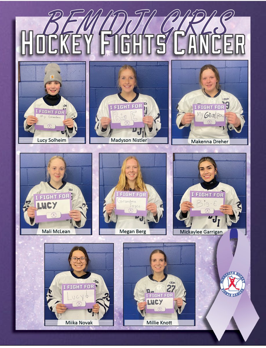 girlshockeyBHS's tweet photo. 💜 We Fight Today &amp; Everyday for a Cure for Cancer!

It's a @MNHockeyFights Cancer GAME DAY.
#GoJacks 🪓 #bemidjigirlshockey 🏒🥅

☝🏼Varsity 🕐 1pm on the 1 National Rink 
✌🏼JV 🕒 3pm on the Sanford Power Rink

@BemidjiHockey Boys at the opposite times vs. EGF https://t.co/M10WeBbpV2