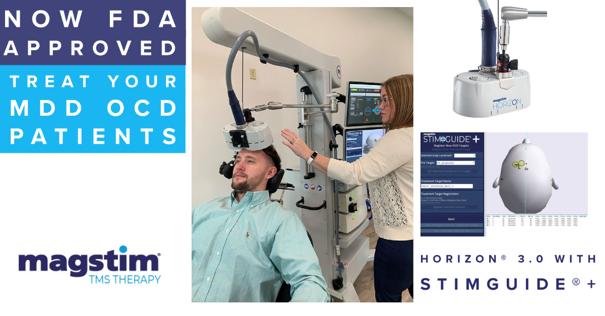 News Announcement: Magstim receives <a href="/US_FDA/">U.S. FDA</a> clearance for treatment of adult patients with Obsessive Compulsive Disorder #OCD and Major Depressive Disorder #MDD using Horizon 3.0. Practices with H3 can treat patients with OCD on-label. Magstim.com #tms #depression
