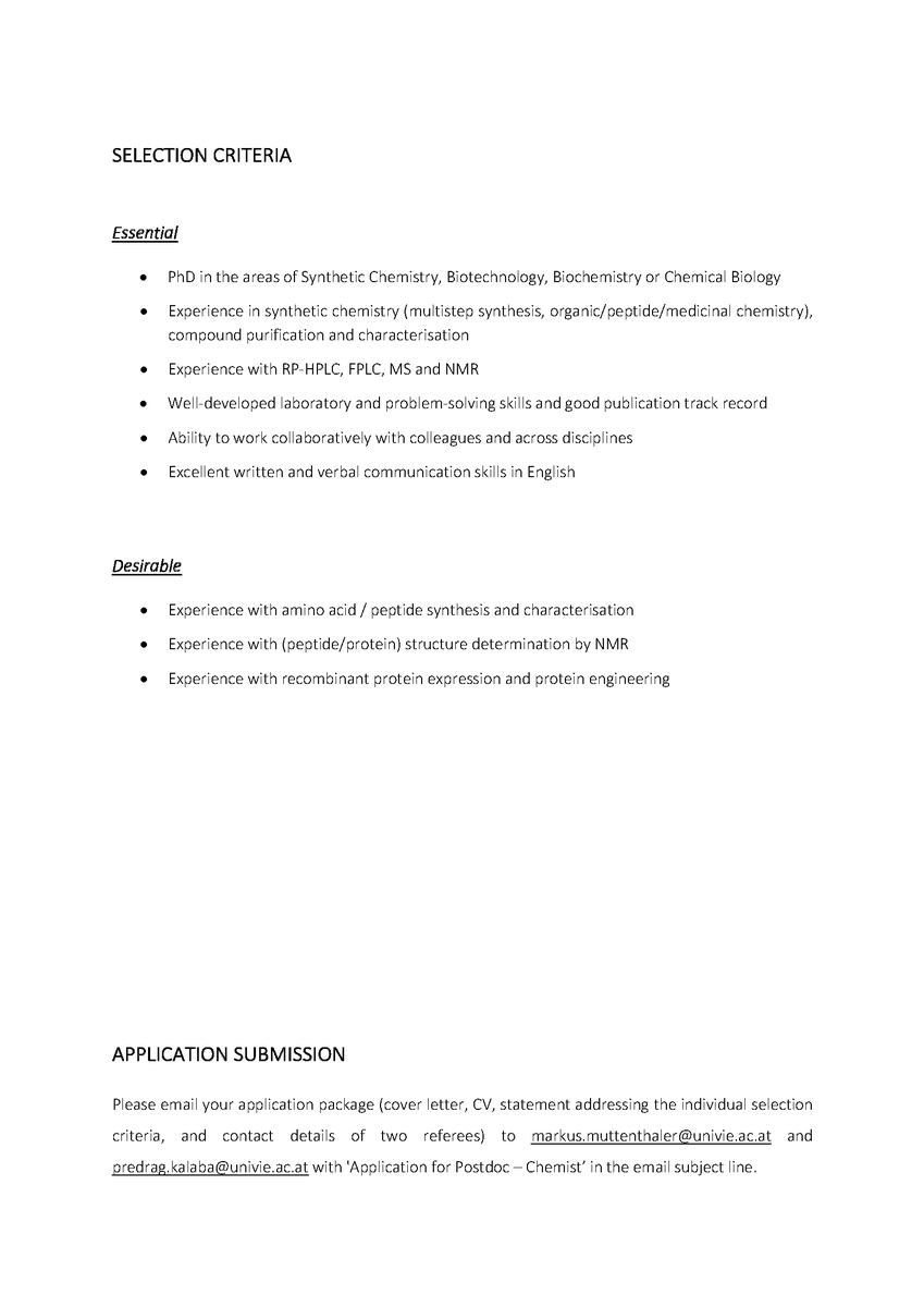 PeptArchitects's tweet photo. PostDoc position in – Synthetic chemistry #jobs #organicchemistry #processchemistry #synthesis #vienna #FFG #postdocposition #postdoc https://t.co/GtdohpffoL