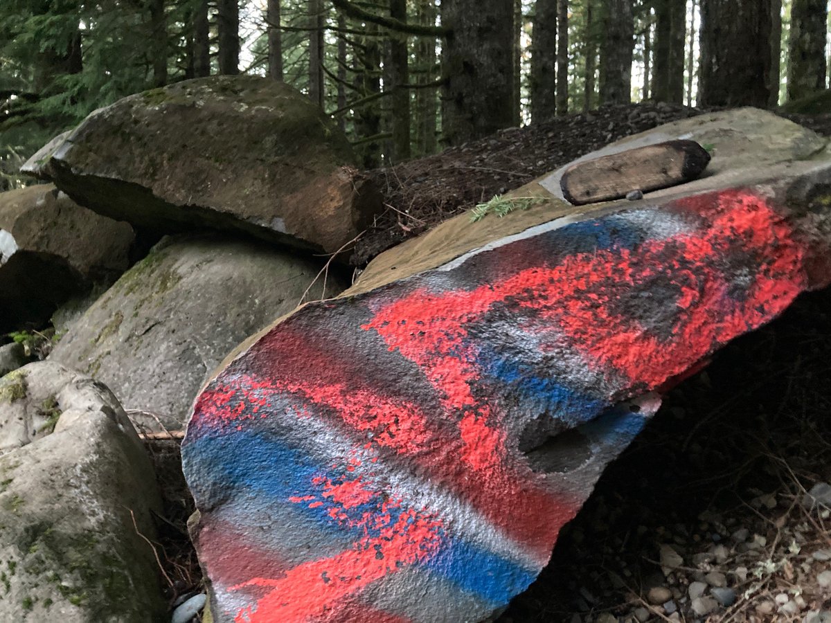 ForestServiceNW's tweet photo. Graffiti is extremely difficult to remove from natural stone surfaces because removal products are caustic chemicals that can't be used in forests. Graffiti remains on natural stone surfaces for decades &amp; severely degrades the natural setting. https://t.co/X9CxPD8LXq