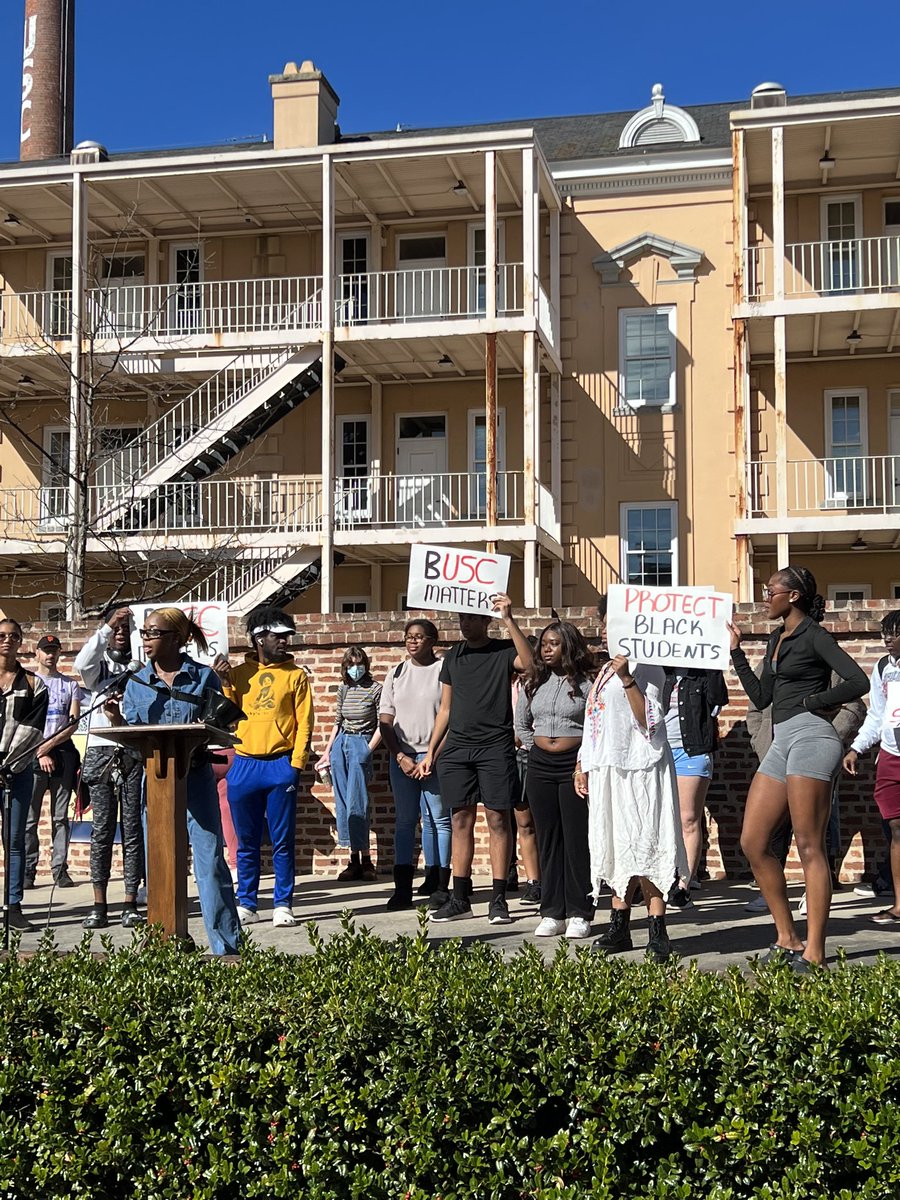 USC Student, Courtney McClain hosted a protest on Greene Street this afternoon to speak out against the lack of inclusion Black students face on campus.