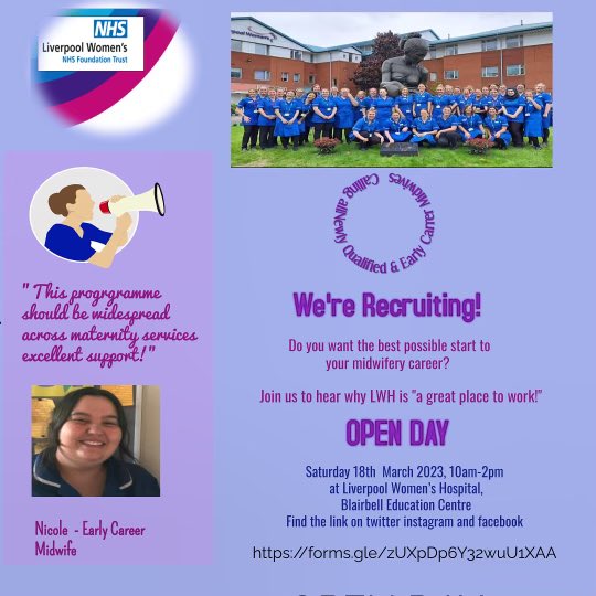 📣Calling all #NQM interested in learning about Midwifery Preceptorship <a href="/LiverpoolWomens/">Liverpool Women's University Hospital</a>! 

Looking forward to meeting you at our open day. Register your interest below ⬇️⬇️

 forms.gle/LkErmCGoeTTDBv… @TeamCMidO <a href="/0801Gabby/">Gabby Cocking</a> <a href="/neesharidley/">Neesha Ridley</a> <a href="/Midwife_Claire/">Claire Mathews RM, CSPHN HV, PMA, MBA</a> <a href="/sheena_byrom/">💕Sheena Byrom she/her 💕</a> <a href="/FelipeMidwife/">Felipe Castro Cardona</a>