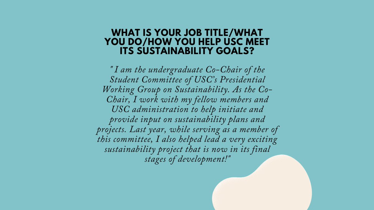 GreenUSC's tweet photo. Check out our #USCsustainabilitysuperstar Emily, an amazing intern for the President’s Working Group on Sustainability! #USCsustainability https://t.co/zLcmZgJJkS