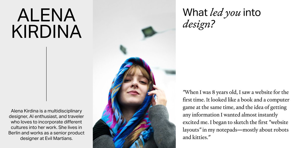 loversmagazine's tweet photo. “I'm sure the key to the spectacular design is a better understanding of your own personality.” 💜

New interview with Alena Kirdina (@egodyston), senior product designer at @evilmartians and AI enthusiast based in Berlin 👾

👉🏼 https://t.co/3lv46c3hsI https://t.co/e3uTqCYAdT
