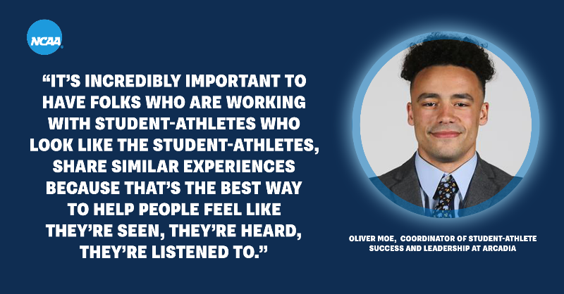 NCAA's tweet photo. Read how the NCAA Ethnic Minorities and Women’s Internship Grant is creating opportunities, progress in college athletics ⤵️