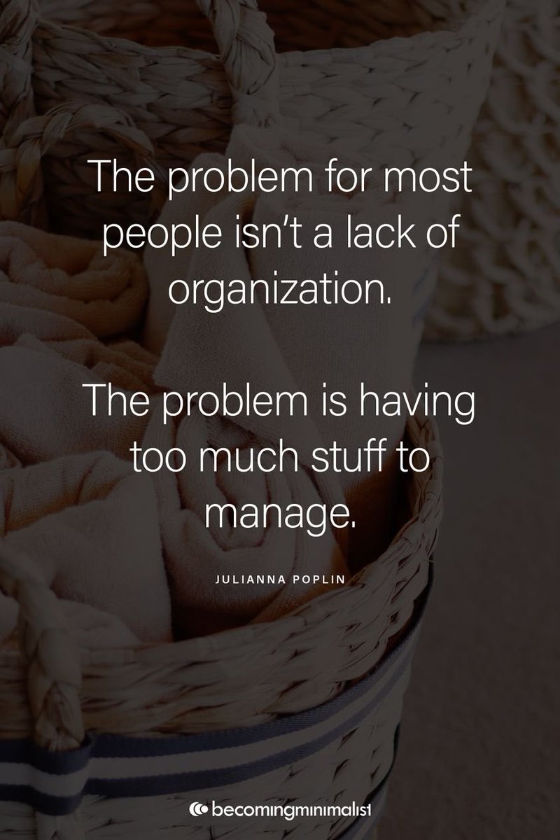 AOAngela's tweet photo. So many clients comment that their lives are easier to manage once they have decluttered and minimized what they own.  The more stuff you have the more stuff you have to manage. https://t.co/a5QMxUtufL