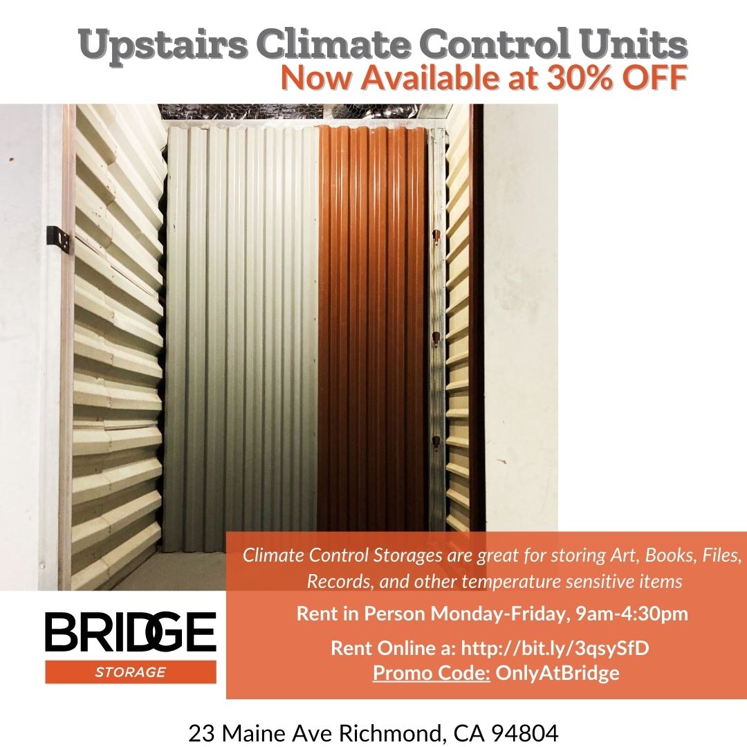 bridgestorage's tweet image. Climate control storages are currently 30% off for two months! Get yours today and store your temperature sensitive items.

#onlyatbridge #bridgestorageartsandevents #richmondca #bayarea #sanfrancisco #california #oakland #selfstorage #climatecontrolstorage#Carparking #RVparking