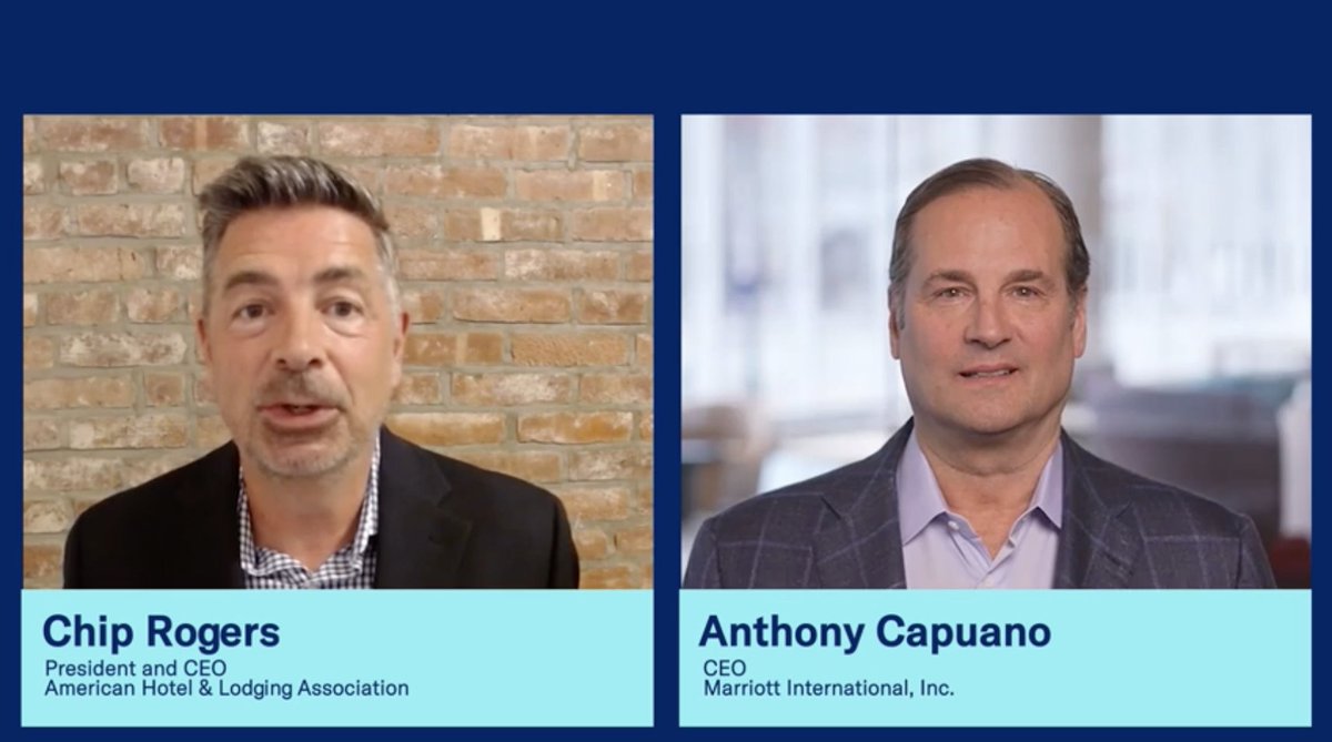 During #StateOfAmericanBusiness 2023, <a href="/AHLA/">American Hotel & Lodging Association</a>'s Chip Rogers and Anthony Capuano, CEO of <a href="/MarriottIntl/">Marriott International</a>, discussed their insights on the post-COVID state of the travel industry and the outlook for 2023 and beyond. For their full conversation: uschamber.com/on-demand/econ…