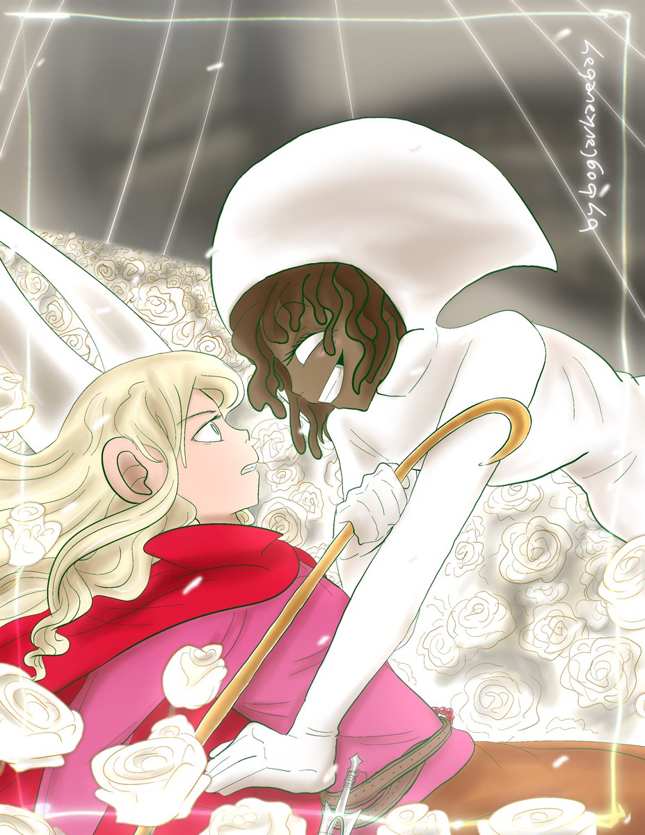 BoglarkaRebay's tweet photo. Here is some Hollow Knight: Silksong fanart for today! I’m not a huge HornetxLace shipper myself, but their dinamic is very fun. In one of my AUs, Lace is Hornet’s ex from college, who Hornet’s Mom didn’t account for, bc she was unaware of gays excisting🫣 #HollowKnight #SilkSong https://t.co/U1kibccYCV