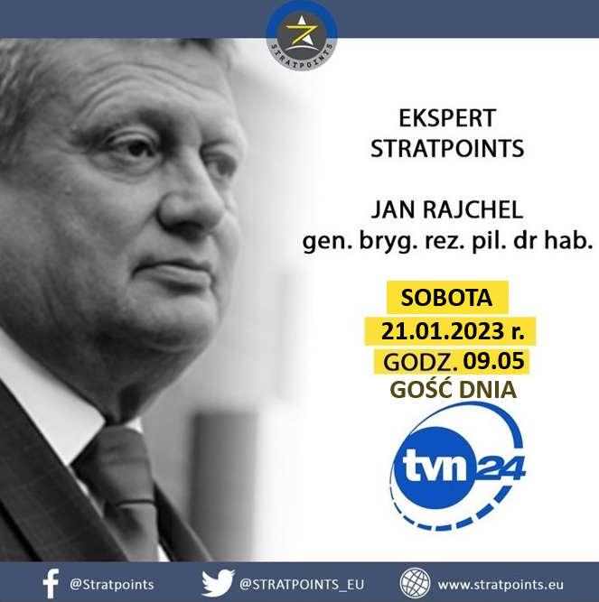 STRATPOINTS_EU's tweet photo. Zapraszamy w sobotę 21.01.2023r., g.9.05 do @tvn24 ;
"Gościem dnia" będzie gen. #JanRajchel.
#Stratpoints @MirekRozanski @Duda1967Adam @JStrozyk69 @JarekKociszewsk https://t.co/LGjWvfVOJP
