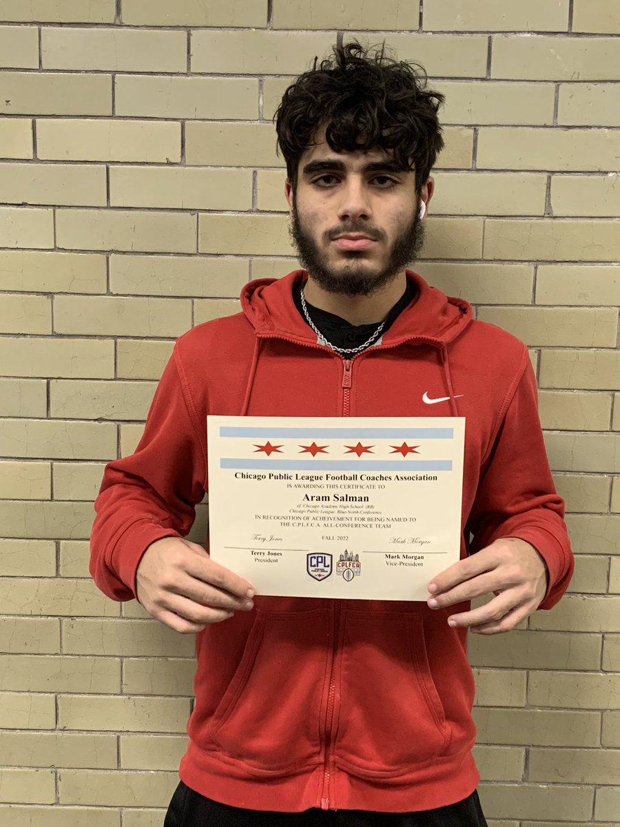 Congratulations to Blue North All-Conference Selection 25’ RB Aram Salman(<a href="/_AramSalman/">Aram</a>)

#CAFOOTBALL

<a href="/mikeclarkpreps/">MikeClarkPreps</a> <a href="/michaelsobrien/">Michael O'Brien</a> <a href="/EDGYTIM/">Timothy “EDGYTIM” OHalloran</a> <a href="/Bryan_Ault/">Bryan Ault - Midwest Scout</a> @Rivals_Clint @hsfbscout <a href="/PrepRedzoneIL/">Prep Redzone Illinois</a> <a href="/dclay1889/">DuShawn West</a> <a href="/CPLFCA/">Chicago Public League Football Coaches Association</a> <a href="/CPLAthletics/">Chicago Public League Athletics</a> <a href="/suntimes_preps/">Sun-Times Preps</a> <a href="/IHSFCA1/">IHSFCA</a>