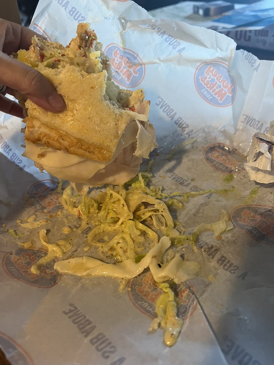 twtrpatedJuli's tweet photo. @jerseymikes just wondering what part of this order that asked for “light oil, please” called for this? ☹️ https://t.co/HmRtm0VG7E