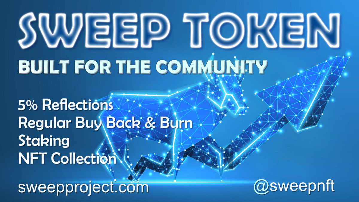 Sweep NFT giveaway contest ! 

🟢🟢🟢🟢🟢🟢🟢🟢

First 2 buys of SWEEP TOKEN (min 3 BNB buy) will get 1 Sweep NFT each.

🟢🟢🟢🟢🟢🟢🟢🟢

Sweep NFT floor price is 0.14BNB($40) 😎

Contest is active  24H ⏲

Good luck