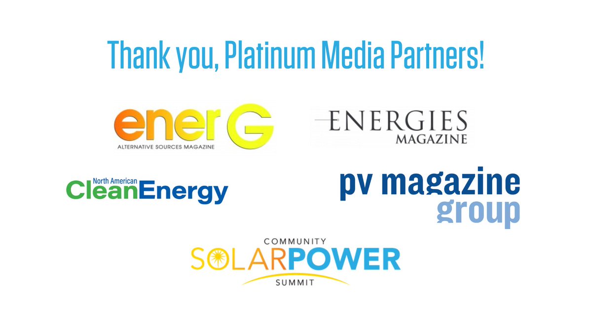 REPlusEvents's tweet photo. Thank you to our Media Partners for making the Community Solar Power Summit a success! #CommSolar @enerGmag @pvmagazine https://t.co/KLyoT2KKpt