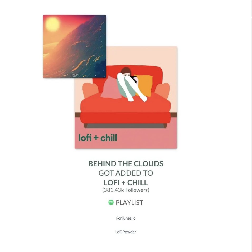 LoFiPøwder (@lofipowder) on Twitter photo Thanks <a href="/spotifyartists/">Spotify for Artists</a> and <a href="/Spotify/">Spotify</a> for adding our new single Behind The Clouds to this great playlist!
open.spotify.com/playlist/37i9d… #lofi #Chill <a href="/HomeworkRadio/">Homework Radio</a> <a href="/ShouryaKharban1/">Diewob</a> Thanks <a href="/spotifyartists/">Spotify for Artists</a> and <a href="/Spotify/">Spotify</a> for adding our new single Behind The Clouds to this great playlist!
open.spotify.com/playlist/37i9d… #lofi #Chill <a href="/HomeworkRadio/">Homework Radio</a> <a href="/ShouryaKharban1/">Diewob</a>