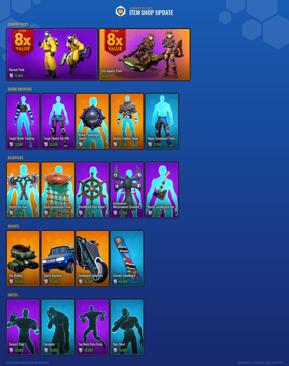 CoreGamesShop's tweet photo. #CoreGames Item Shop Update (January 20, 2023) https://t.co/UvhGu6Jogz