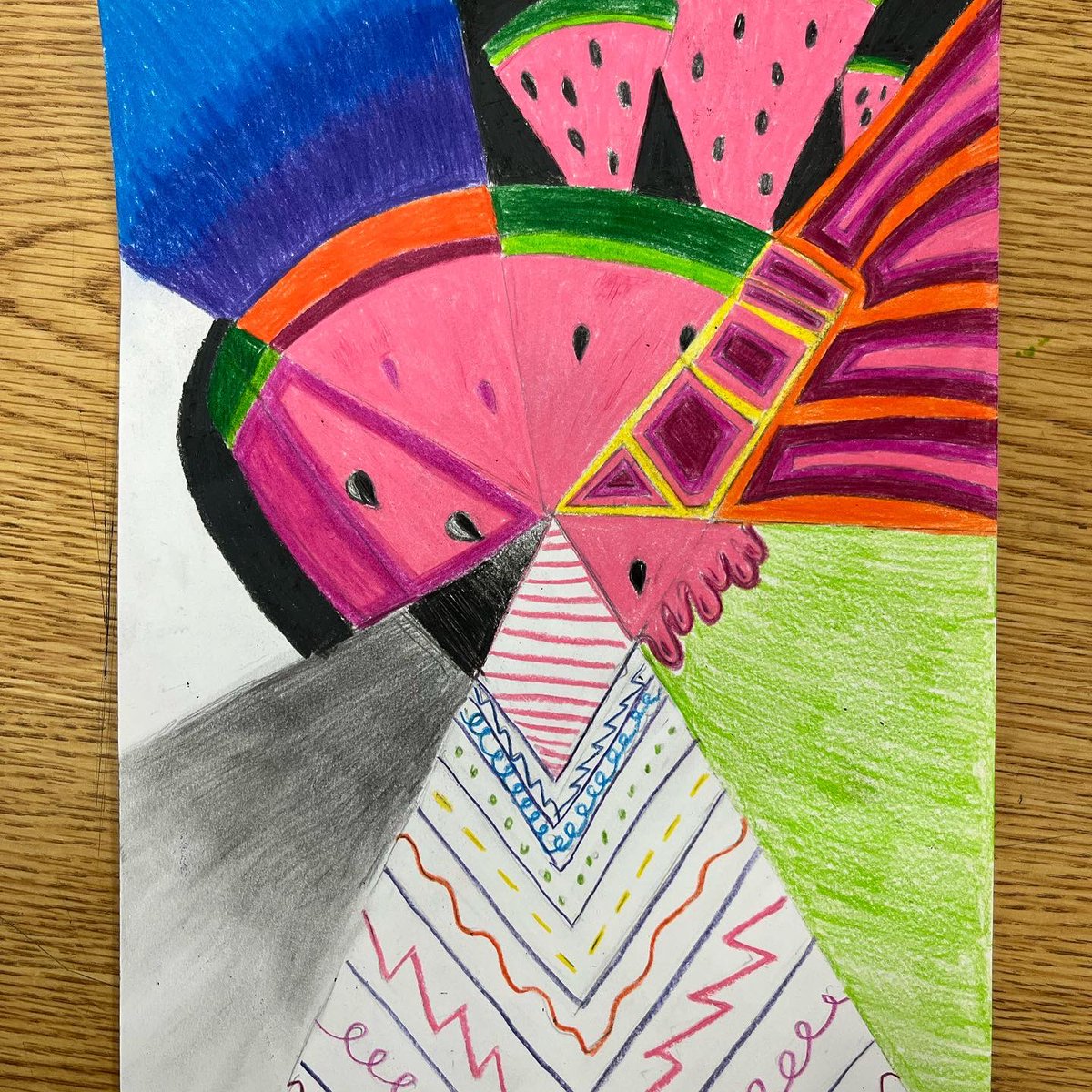 LaurenWellArt's tweet image. Art 1: Intro to art is learning about the Art Elements. They chose 1 object and then divide their paper in 7 section. Then I’m each section illustrated a different Art Element. #rennerstrong #rennerart #pisdcreatesart #k12artchat #fabartsfri
