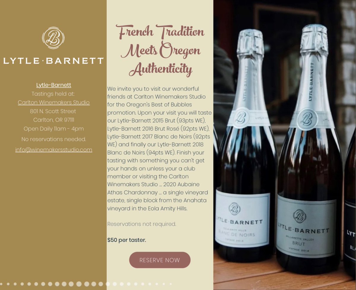 Every day is a sparkling occasion. Come out and taste the best of Oregon bubbles with us this February.

The 3rd annual Best Oregon Bubbles wine trail all throughout February!  

Tag us <a href="/LytleBarnett/">Lytle-Barnett</a> in your photos!

#BOBTrailOregon