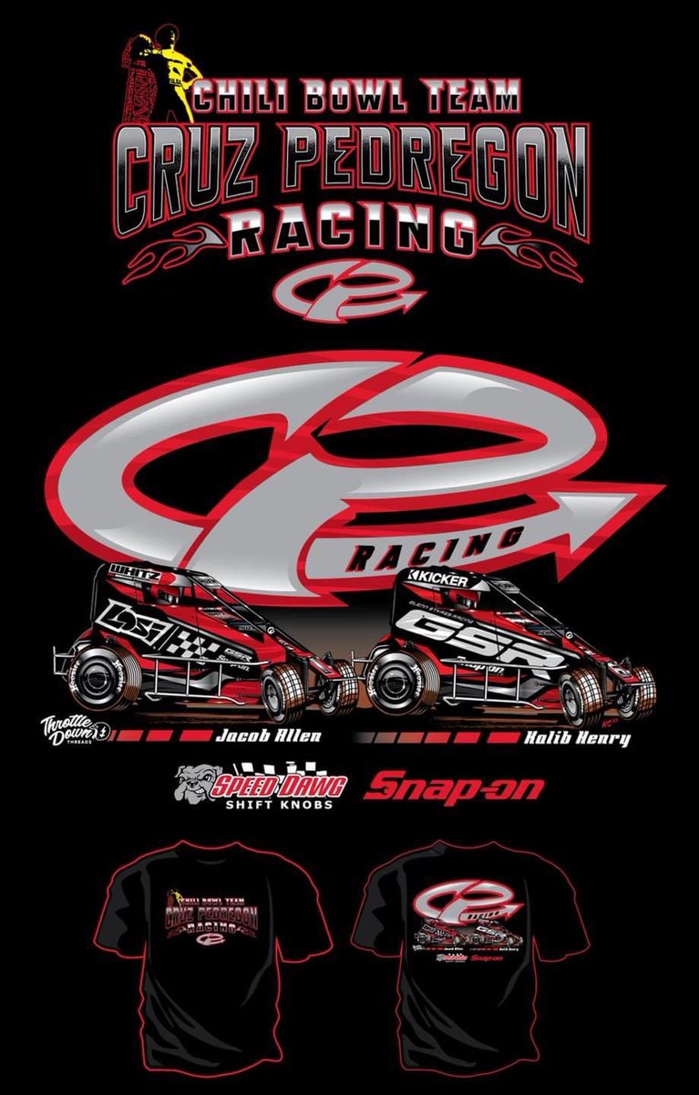 CruzPedregon's tweet photo. All my Chili Bowl team gear is now available online! T’s and Hoodies in S-4XL. 

Get them at https://t.co/QBW6Row2BN 

@LosiRC - @whitzracing - @KICKERaudio - @SpeedDawg - @KalibHenryRcn - @JacobAllen1a https://t.co/iEWlDU4Mzf