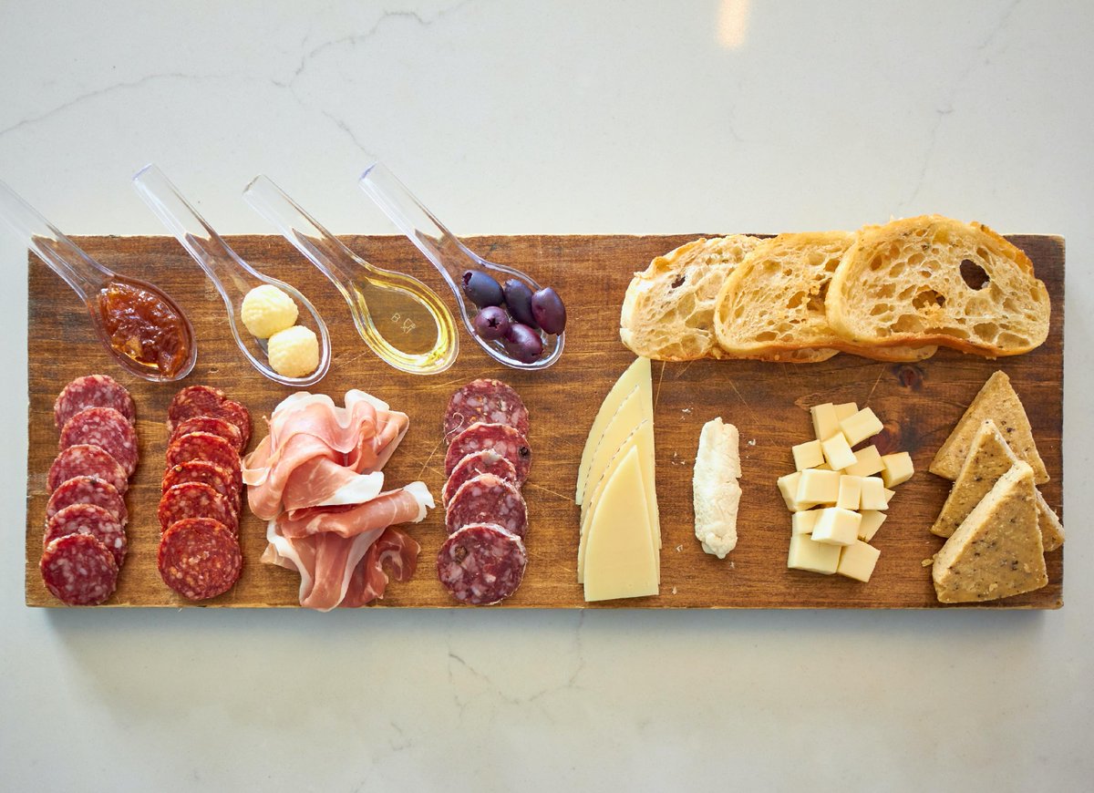 Level7RoofBar's tweet photo. Our #CharcuterieBoard is perfect for sharing on your next date night. Or if you're a true #cheeselover, you can keep it all for yourself! 😉 🧀 

#Level7RooftopBar #nationalcheeseloversday #raleighfoodpics https://t.co/88WQWDaNXe