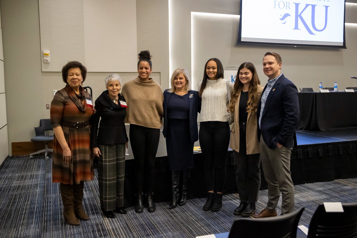 KUAthletics's tweet photo. A great celebration of 50 Years of Title IX and the impact of women's sports 🙌

Thank you to the Women Philanthropists of KU for hosting, and Avery Smith (@KUWSoccer), Kai Alexander (@KU_Rowing) and Kennedy Doakes (@KUTrack) for sharing their stories! https://t.co/CdEdMBzlQb