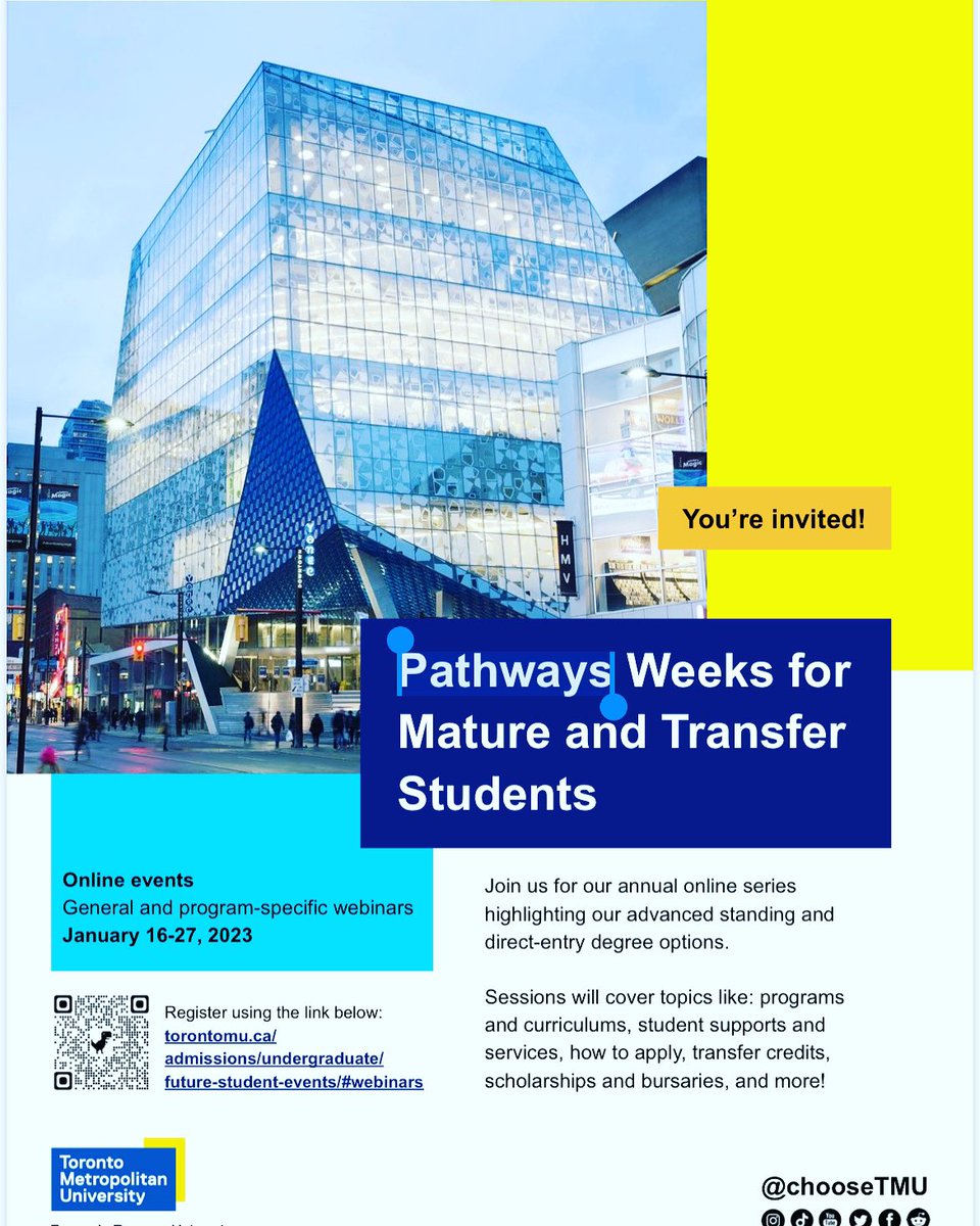 profcavanagh's tweet photo. Interested in continuing your studies after completing your diploma? The #DisabilitiesStudies program @TorontoMet may be for you! With your #BehavioralScience diploma you’re eligible to transfer into 3rd year. Click below to register for the info session!
https://t.co/Bbm0BVl8jS https://t.co/B7uHkWW7wL