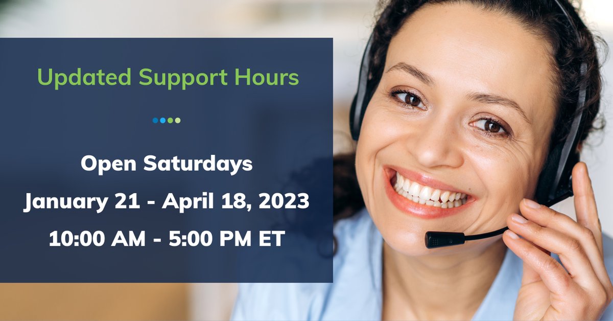 SafeSend_One's tweet image. Now open Saturdays through April 18, 2023. We've extended our Support hours to include phone and email inquiries from 10:00 AM - 5:00 PM EST. Visit our website for full Support hours and availability: bit.ly/3lS1VIn #supporthours