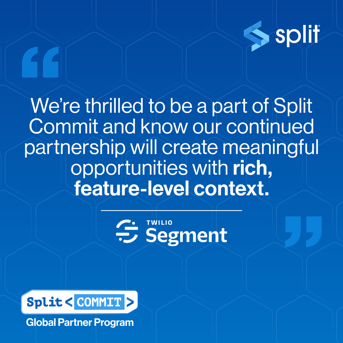 SplitSoftware's tweet image. Announcing: Split x Segment 💯

What can you do with Split x @segment?
- Test &amp;amp; validate features
- Add feature flag data to user analytics
- Warehouse Split impression data
- Send Split data to other applications

lnkd.in/g5NXWvTa

#splitcommit #devops #developercommunity
