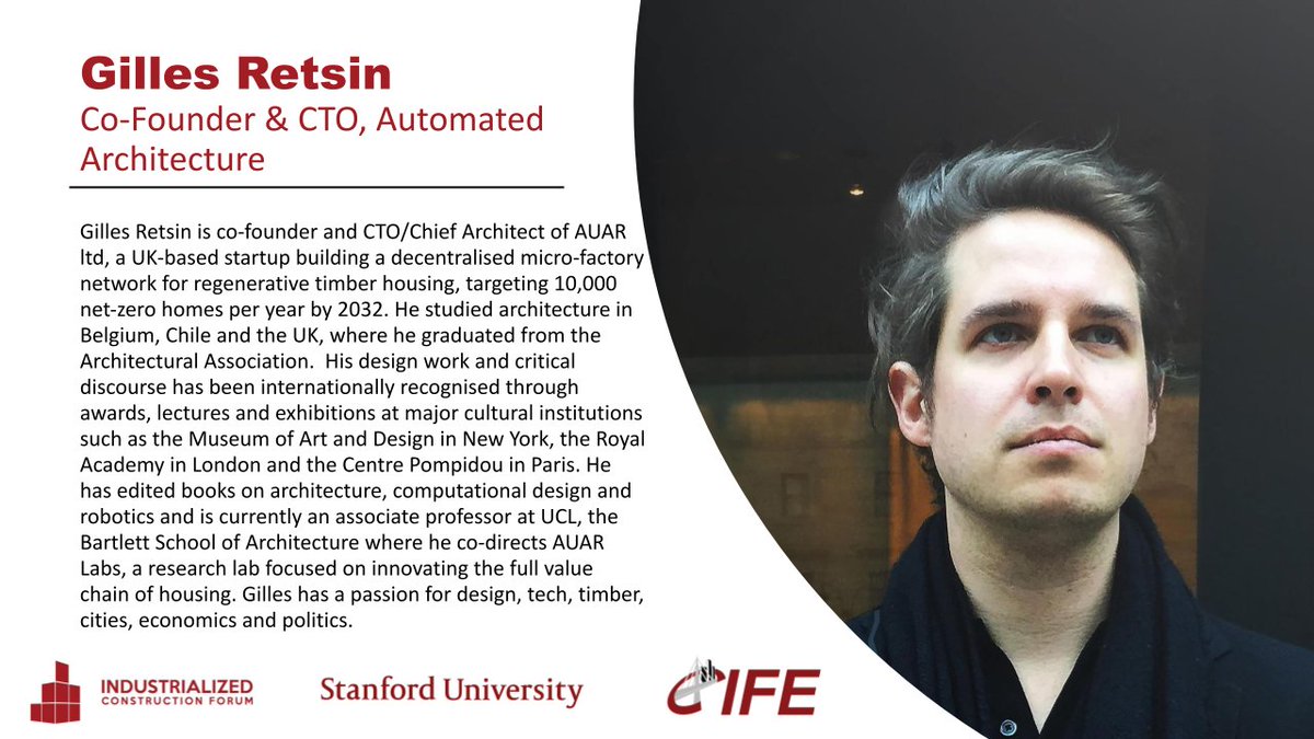 Gilles Retsin, Co-Founder at Automated Architecture (AUAR) Ltd, will join us on February 7th 2023 at the Industrialized Construction Forum.

Read more about him and his work below!