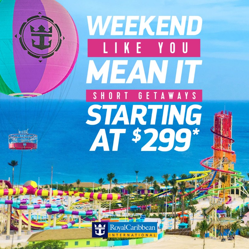 RoyalCaribbean's tweet photo. If you've been dreaming of the perfect weekend getaway, you've found it. 🤩