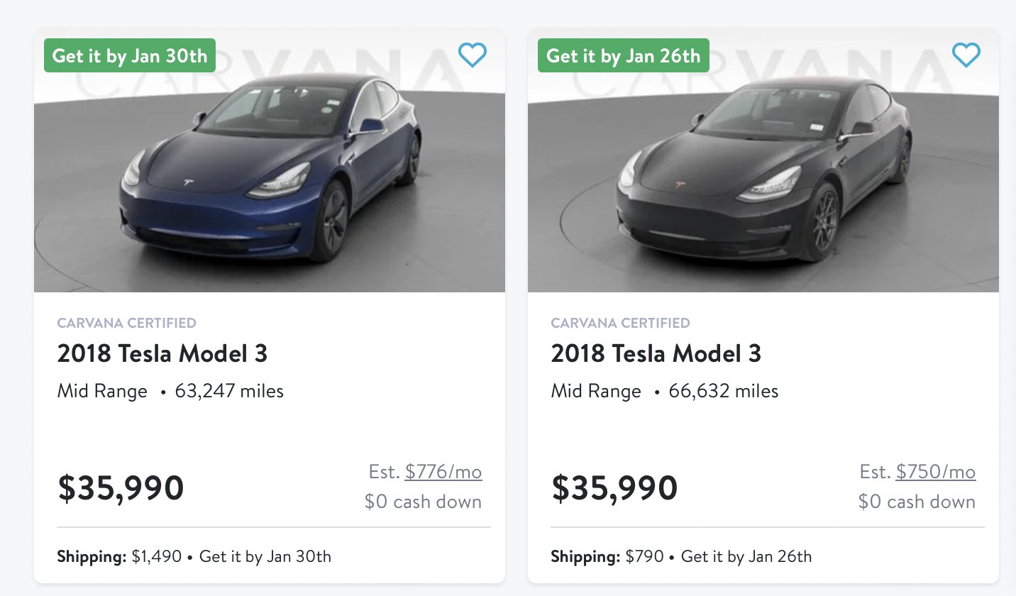 Model 3 carvana deals