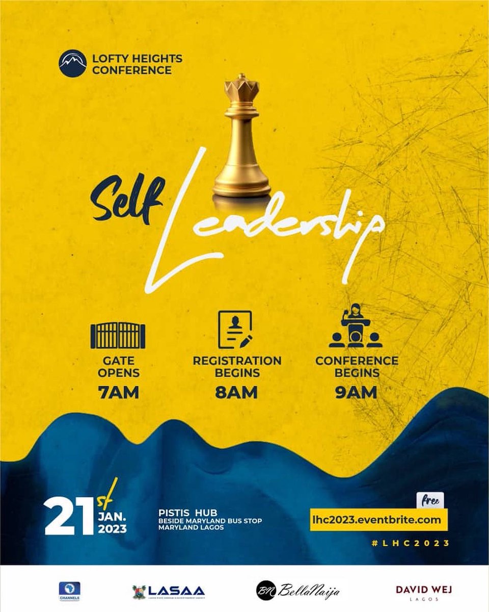 LoftyHeightsNG's tweet photo. Here's an advice; make sure you get to the venue on time.

Gate opens 7am
Registration begins 8am
Conference kicks off at 9am

And for the worship experience.....oh, you don't want to miss that!

See you tomorrow!

#LoftyHeights #SelfLeadership #LHC2023 #LHCReloaded https://t.co/QXMTDM4uMa