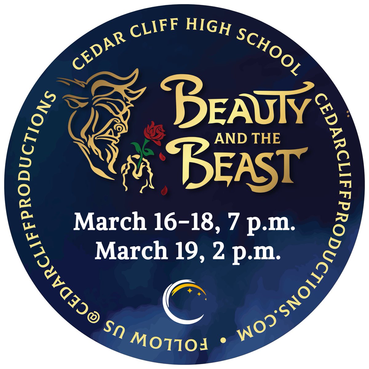 It is with deepest pride and greatest pleasure that we announce tickets will go on sale in the evening this coming Monday at showtix4u.com/events/CedarCl… #beourguest #BeautyAndTheBeast #cedarcliffproductions <a href="/CedarCliffColts/">Cedar Cliff H.S.</a>