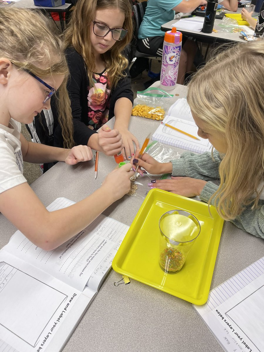 The_Mr_Finley's tweet photo. One of my favorite labs! Using cereal to help the student see an example of sedimentary rick formation! Informative and yummy! Science at its best! #yummyscience #scienceishandson @HumbleISD_GE @Humble_Science @SaraYRodrigu3z @wheelerteaches @Angela_bland1 @stephanie_dye11 https://t.co/rp4nYKmC50