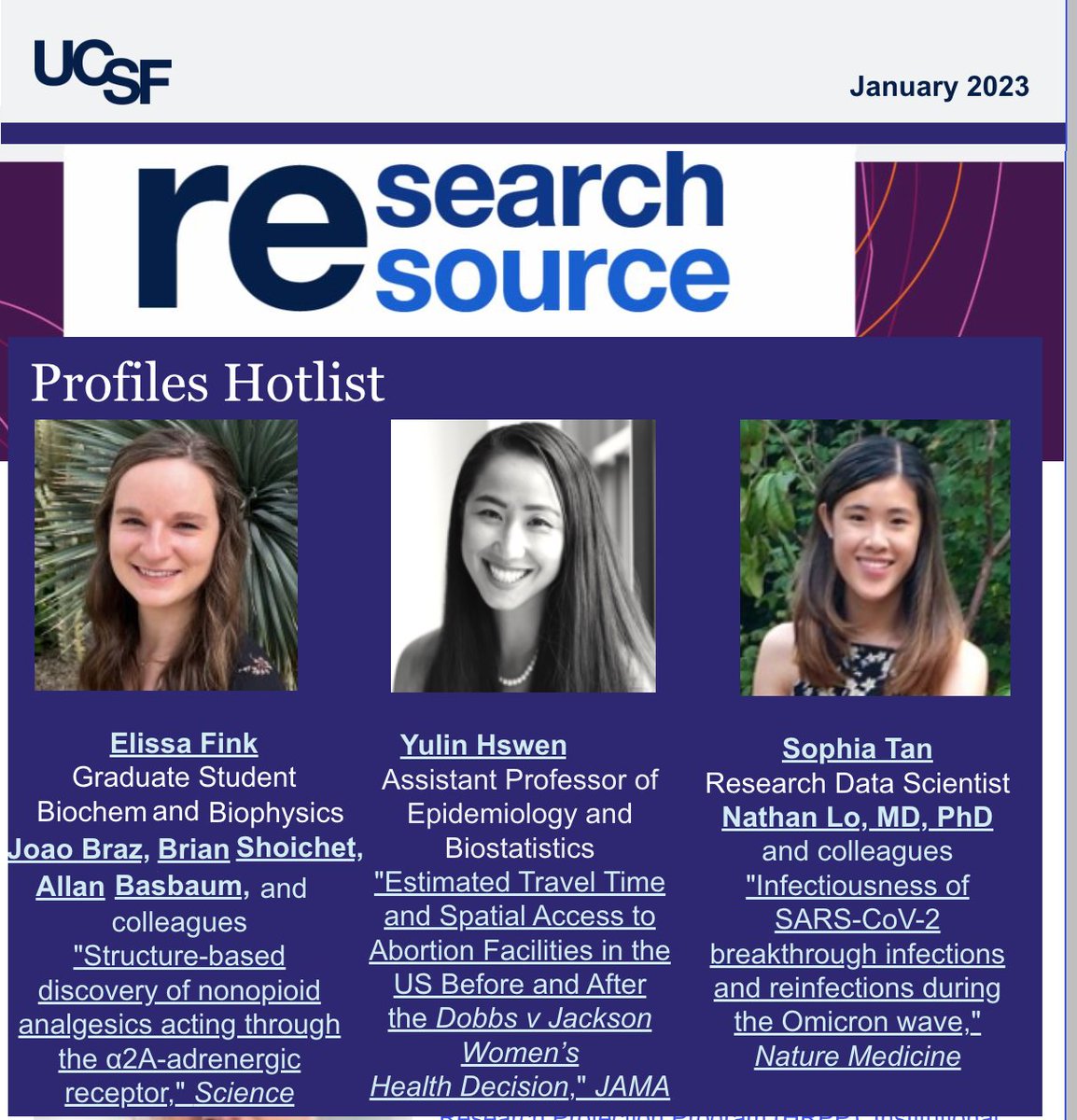 Thrilled to see Sophia Tan and @NathanLo3579 called out on the Profiles HotList! @UCSF_RDO @CTSIatUCSF @UCSF_research conta.cc/3wjgwkj