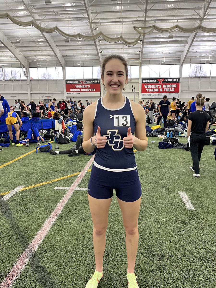 JCUXCTF's tweet photo. Starting off 2023 in School Record fashion for Erica Esper and she clocked 5:02.92 at YSU breaking Gab Kreuz record from 2014! She will make another attempt at the distance tomorrow at Spire. Stay tuned…. https://t.co/hnOORKpdAt