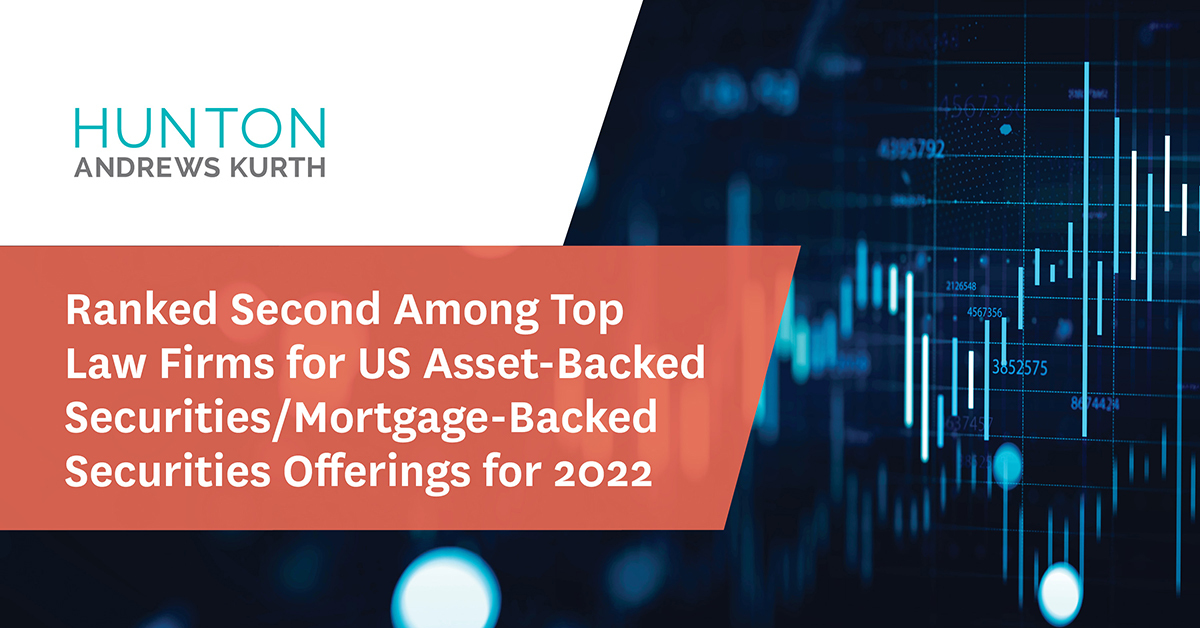 HuntonAK's tweet image. We're pleased to share that our structured finance practice posted impressive results in Asset-Backed Alert’s end-of-year 2022 league tables.

Read more about our recognition here: ow.ly/gNp550MwA9w #StructuredFinance