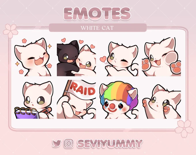 ✨NEW Pay To Use Emotes✨
🐾 Kitty edition! 🐾  
🌸  $10 each set 🌸

You can find more on my Etsy and Ko-Fi!
https://t.co/3NmXis57CD
https://t.co/hoJ9Rpdaz9 