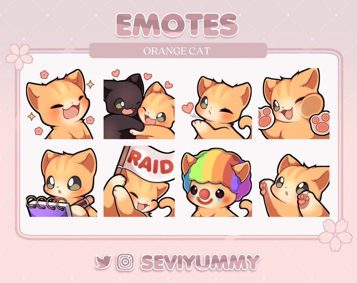 ✨NEW Pay To Use Emotes✨
🐾 Kitty edition! 🐾  
🌸  $10 each set 🌸

You can find more on my Etsy and Ko-Fi!
https://t.co/3NmXis57CD
https://t.co/hoJ9Rpdaz9 
