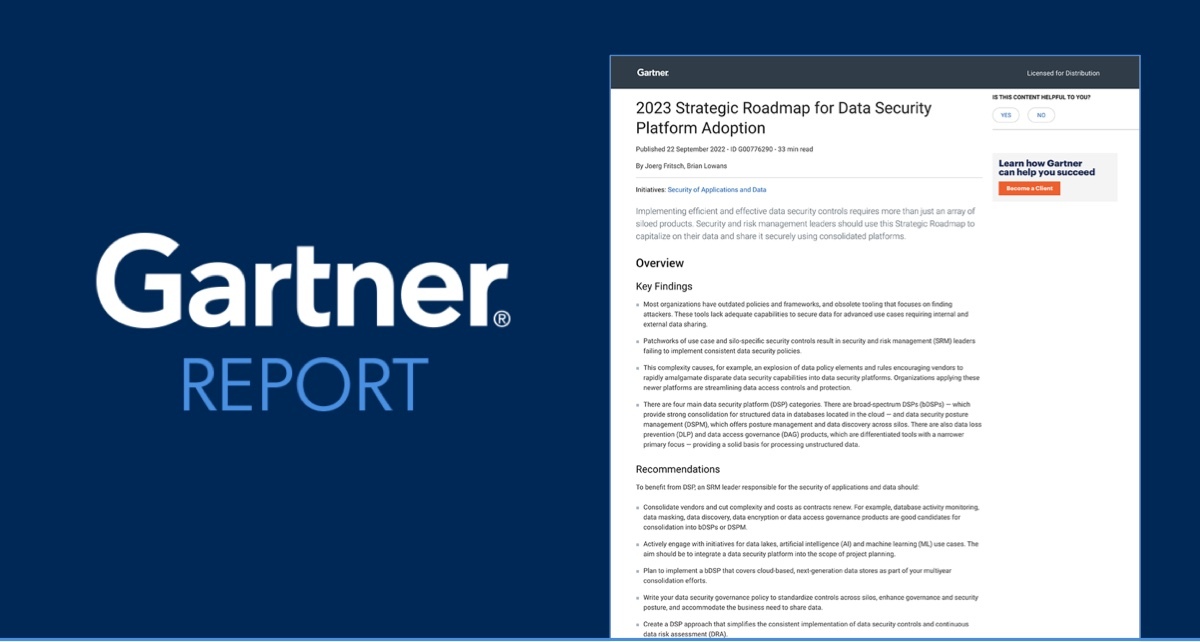 Get complementary access to Gartner's report with recommendations for security leaders to understand the dynamics within the fast-growing DSP market.

#Gartner #datarisk #datasecurity  #datasecurityposturemanagement #datagovernance #compliance #dspm social.normalyze.ai/u/Lhv6ql